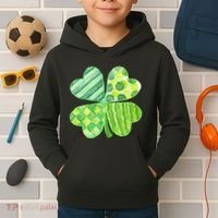 Cute 4 Leaf Clover Irish St Patricks Day Kids Hoodie thumb 2