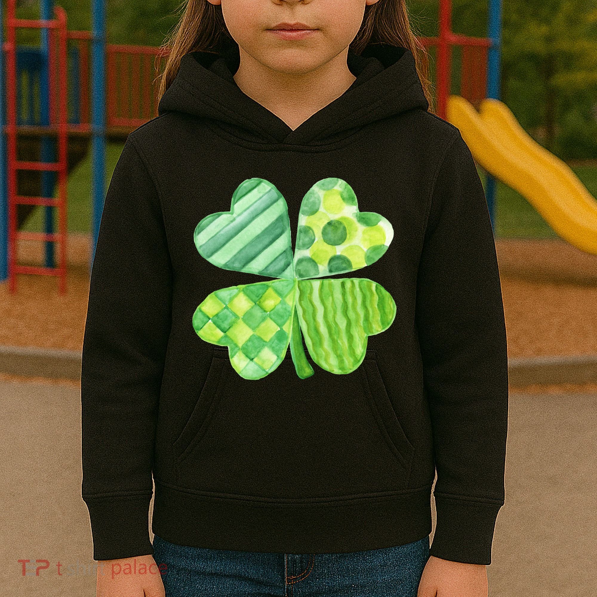Cute 4 Leaf Clover Irish St Patricks Day Kids Hoodie