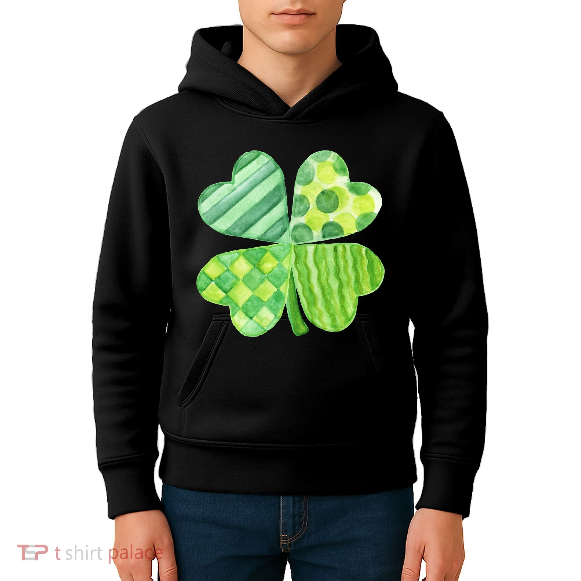 Cute 4 Leaf Clover Irish St Patricks Day Kids Hoodie