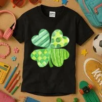 Cute 4 Leaf Clover Irish St Patricks Day Kids T-Shirt thumb 3