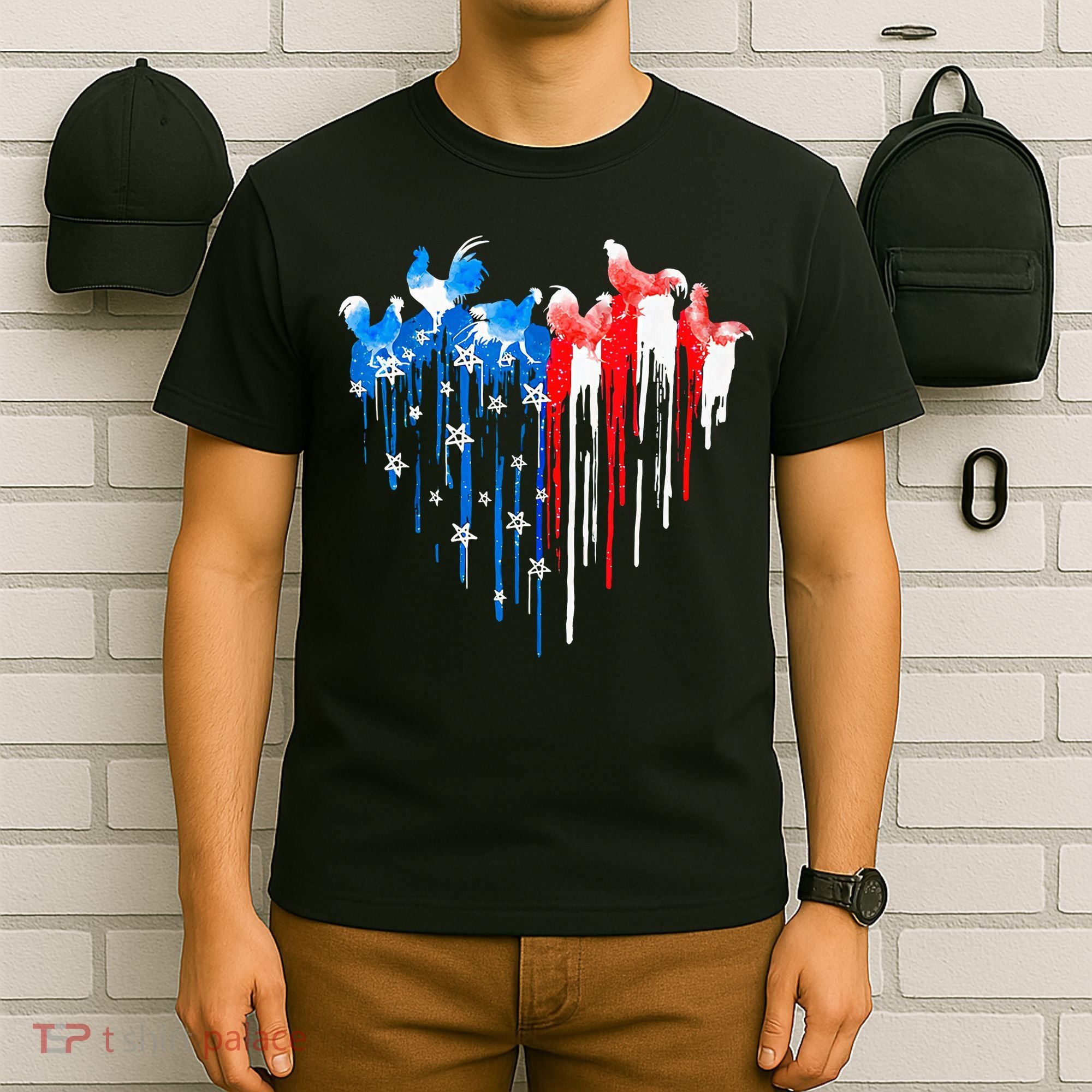 Chicken 4th Of July Patriotic Chicken American Flag Chicken T-Shirt