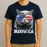 Cat 4th Of July Meowica Merica USA American Flag T-Shirt thumb 3