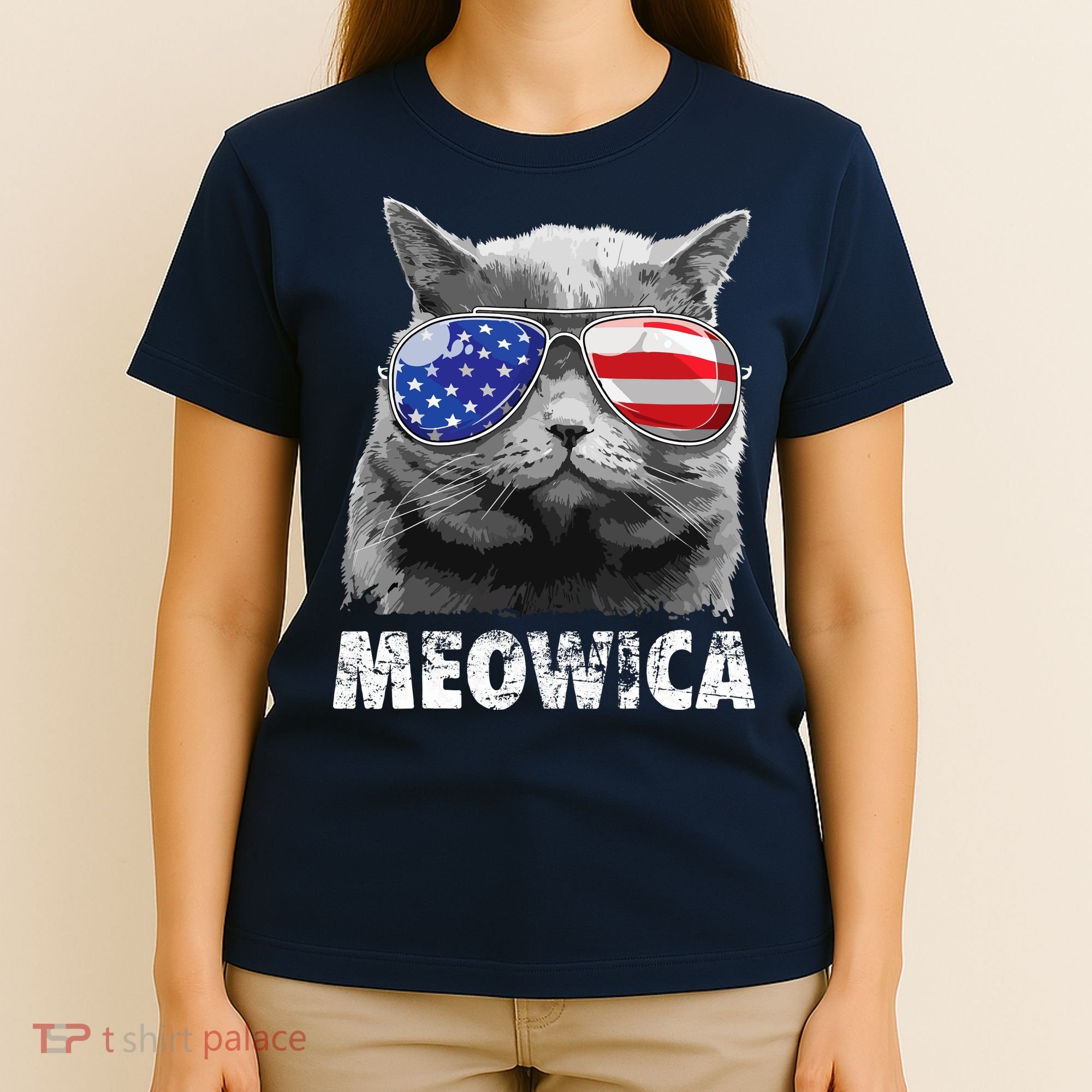 Cat 4th Of July Meowica Merica USA American Flag T-Shirt