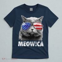 Cat 4th Of July Meowica Merica USA American Flag T-Shirt thumb 5