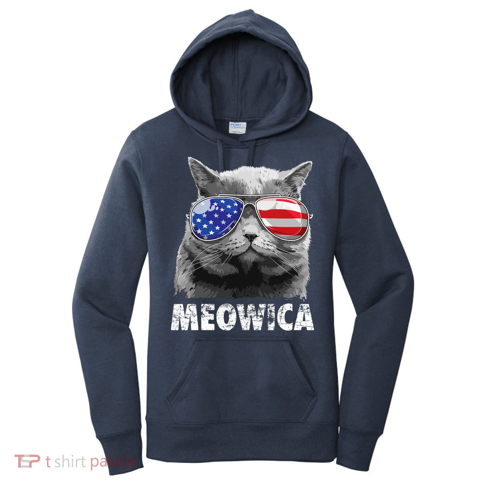 Cat 4th Of July Meowica Merica USA American Flag Women's Hoodie