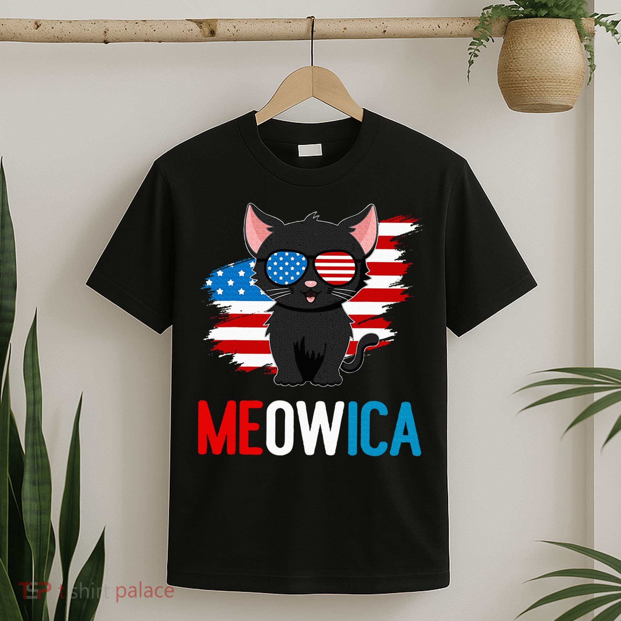 Cat 4th Of July Meowica Patriotic Kitten American Flag T-Shirt