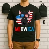 Cat 4th Of July Meowica Patriotic Kitten American Flag T-Shirt thumb 6