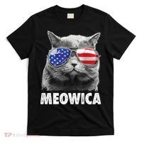 Cat 4th Of July Meowica American Flag Sunglasses T-Shirt thumb 0