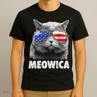 Cat 4th Of July Meowica American Flag Sunglasses T-Shirt thumb 3