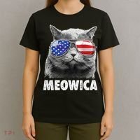 Cat 4th Of July Meowica American Flag Sunglasses T-Shirt thumb 4