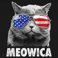 Cat 4th Of July Meowica American Flag Sunglasses Women's Tank Top thumb 5