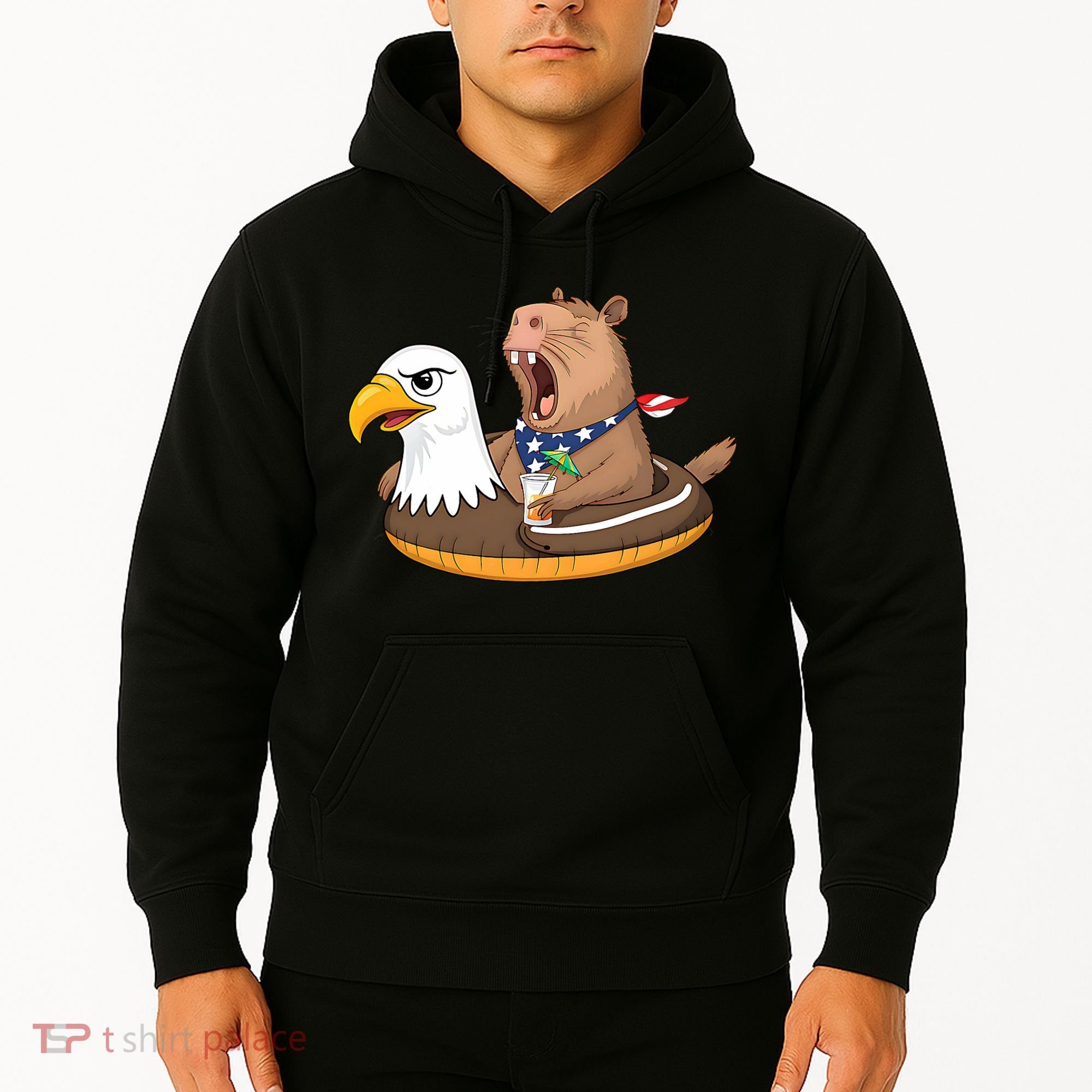 Capybara 4TH Of July Funny Pool Party Hoodie