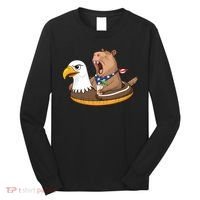 Capybara 4TH Of July Funny Pool Party Long Sleeve Shirt thumb 0