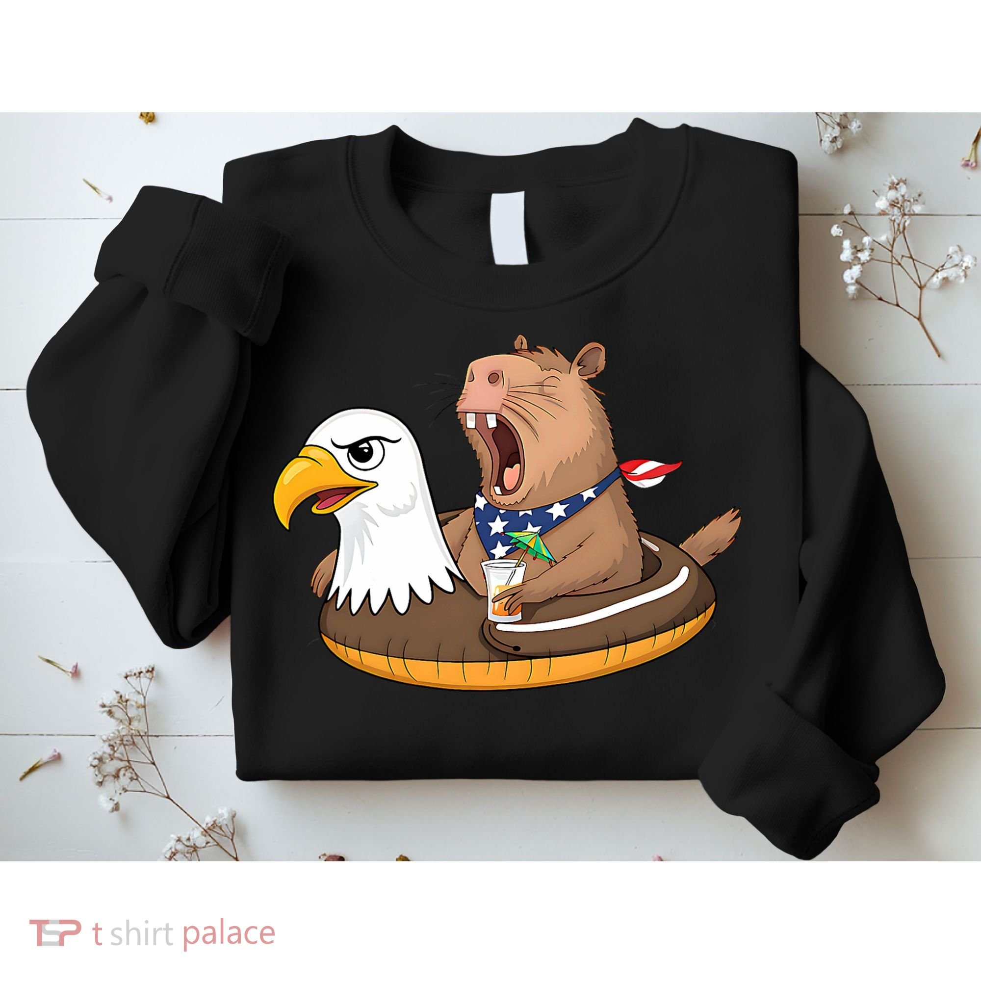 Capybara 4TH Of July Funny Pool Party Sweatshirt