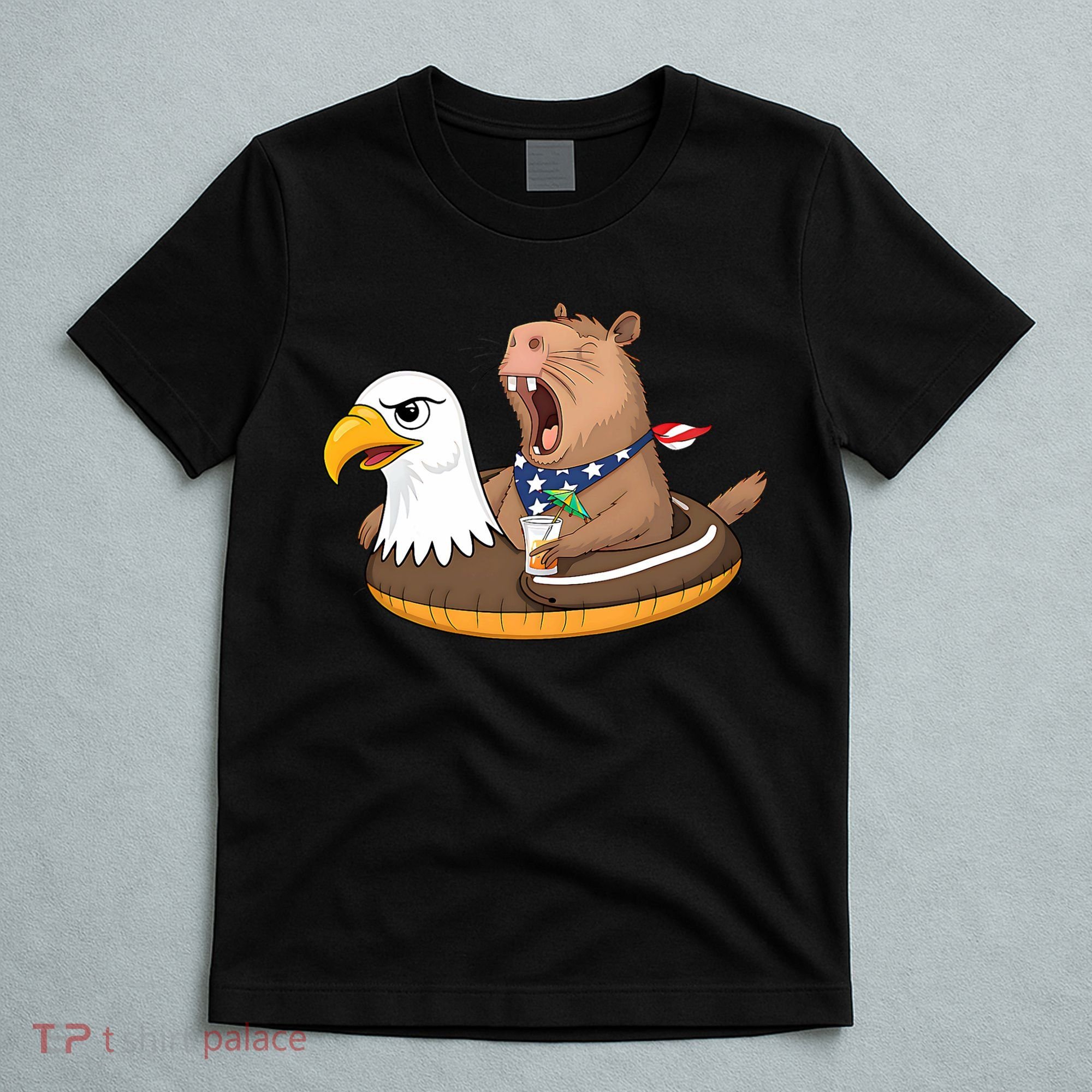 Capybara 4TH Of July Funny Pool Party T-Shirt