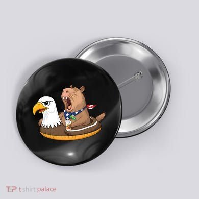 Capybara 4TH Of July Funny Pool Party Button