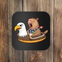 Capybara 4TH Of July Funny Pool Party Coaster thumb 0