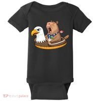 Capybara 4TH Of July Funny Pool Party Baby Bodysuit thumb 0