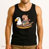 Capybara 4TH Of July Funny Pool Party Tank Top thumb 3