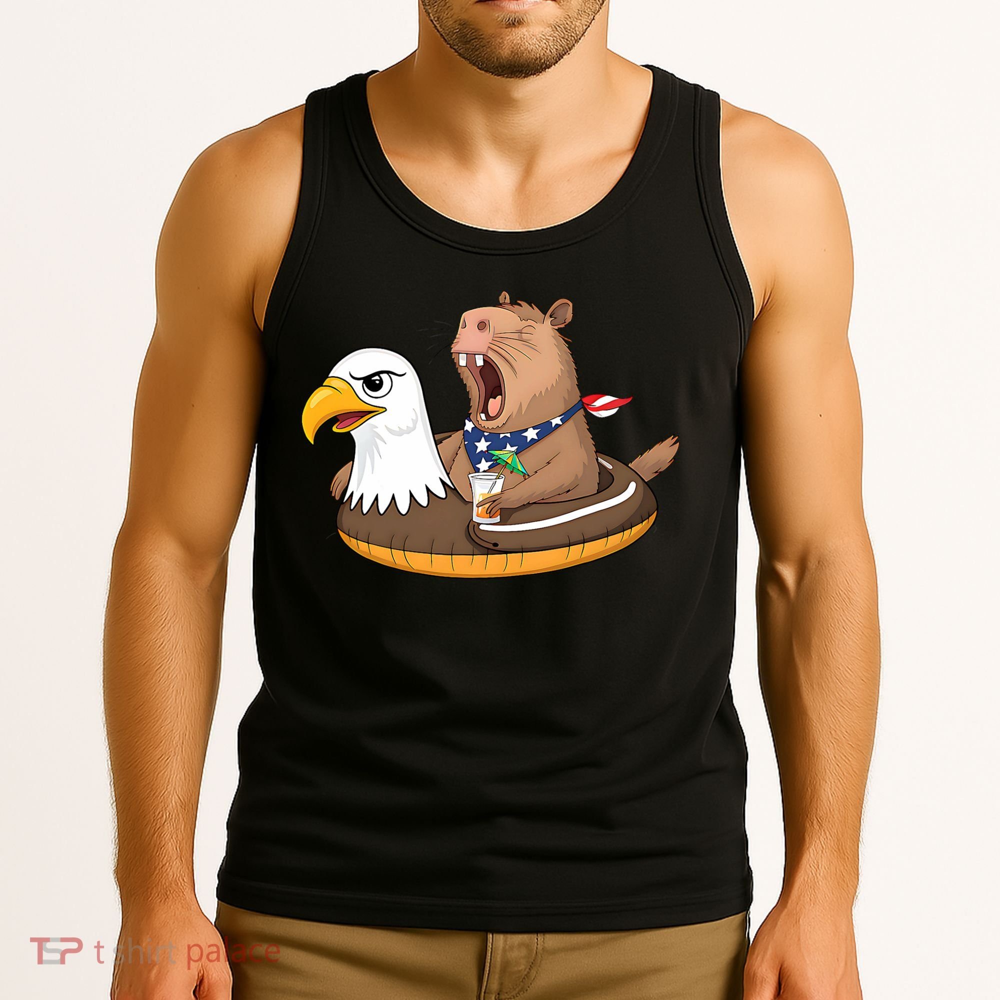 Capybara 4TH Of July Funny Pool Party Tank Top