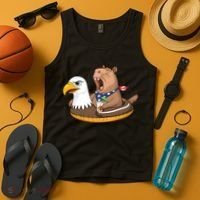 Capybara 4TH Of July Funny Pool Party Tank Top thumb 4