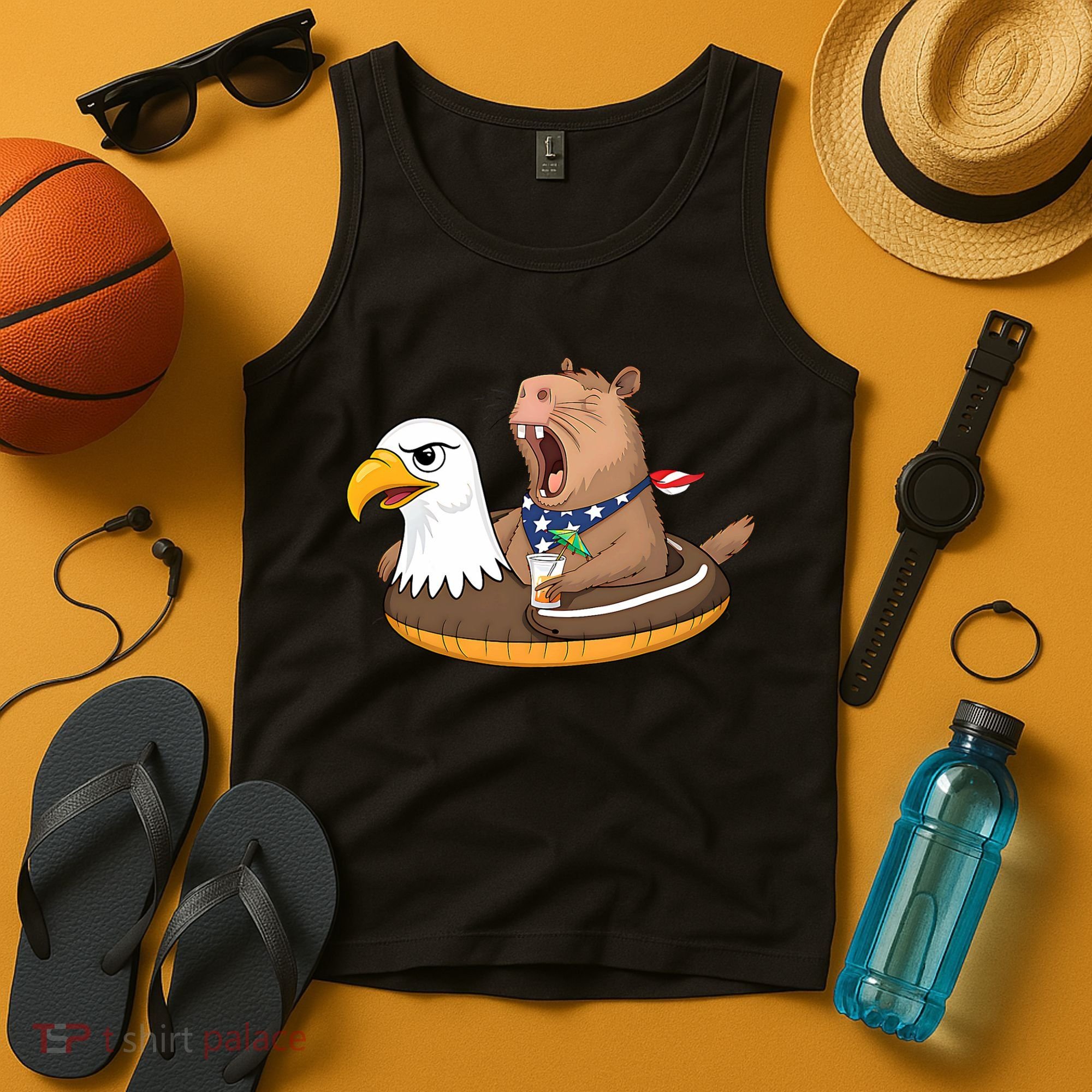 Capybara 4TH Of July Funny Pool Party Tank Top