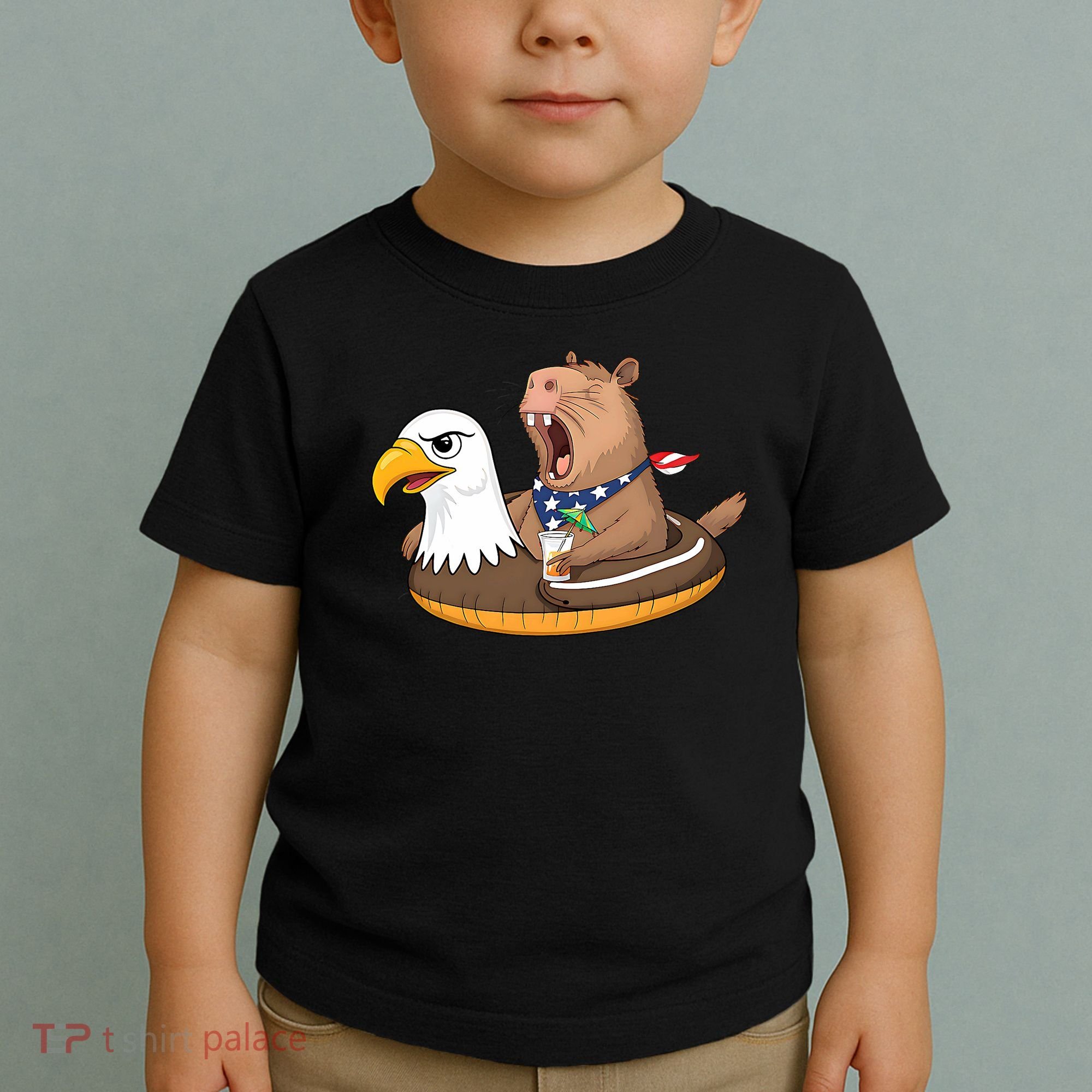 Capybara 4TH Of July Funny Pool Party Toddler T-Shirt