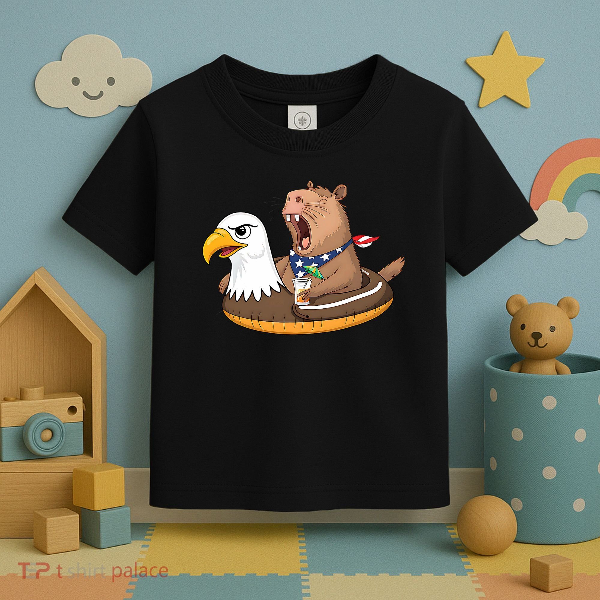 Capybara 4TH Of July Funny Pool Party Toddler T-Shirt