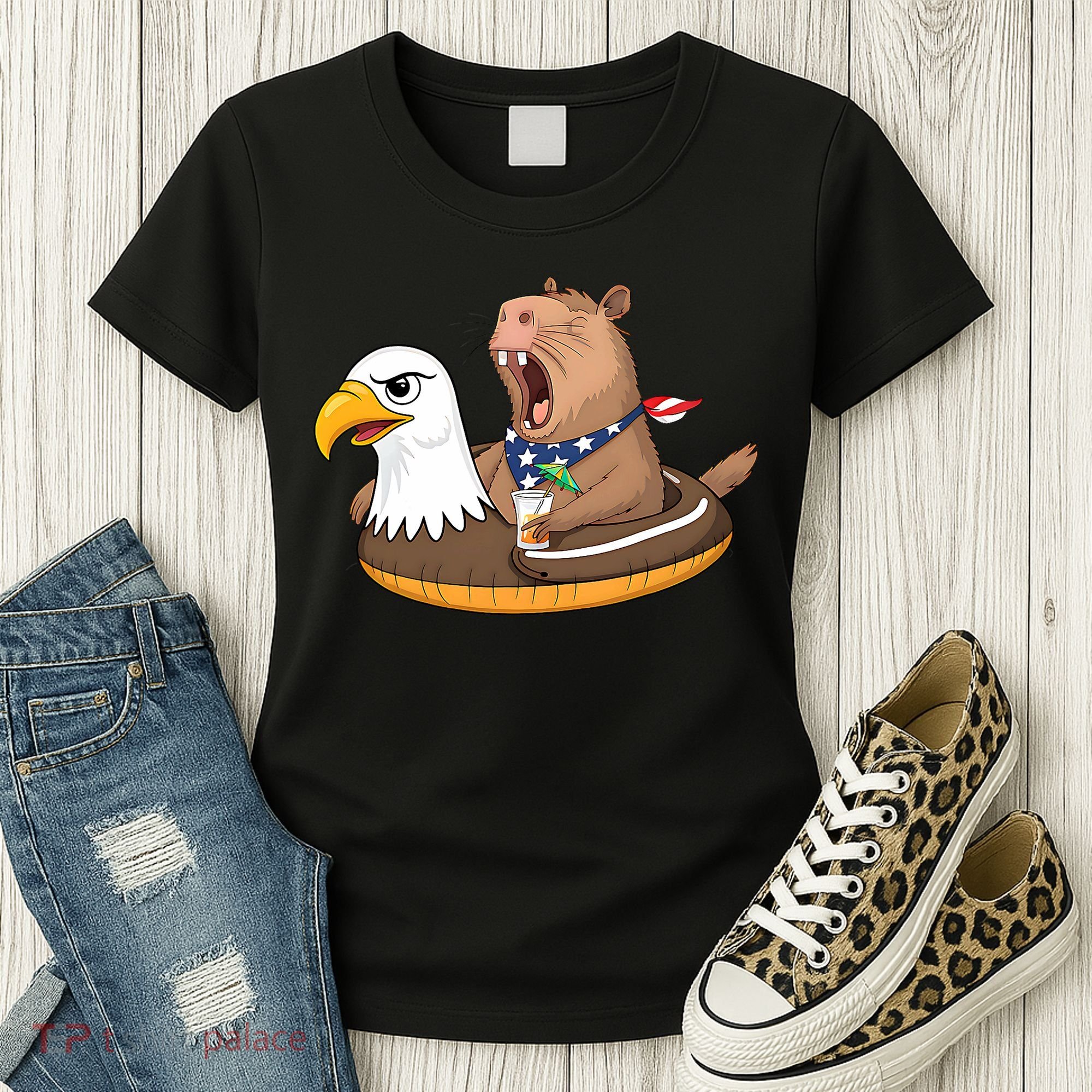 Capybara 4TH Of July Funny Pool Party Women's T-Shirt