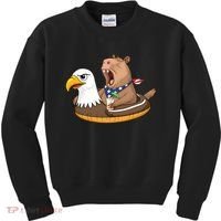 Capybara 4TH Of July Funny Pool Party Kids Sweatshirt thumb 0