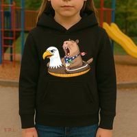 Capybara 4TH Of July Funny Pool Party Kids Hoodie thumb 3