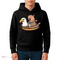 Capybara 4TH Of July Funny Pool Party Kids Hoodie thumb 4