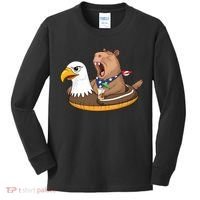 Capybara 4TH Of July Funny Pool Party Kids Long Sleeve Shirt thumb 0