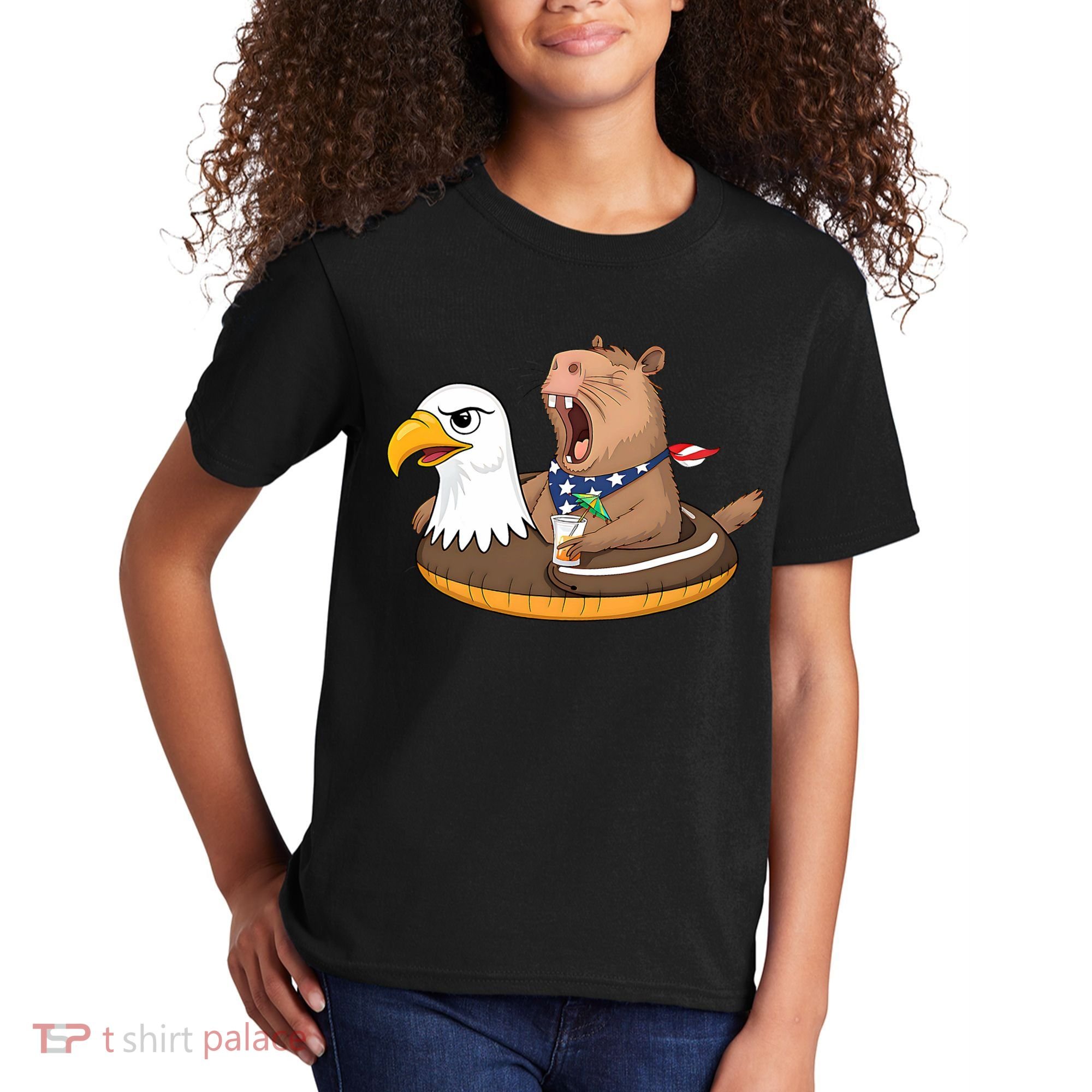 Capybara 4TH Of July Funny Pool Party Kids T-Shirt