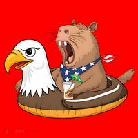 Capybara 4TH Of July Funny Pool Party Santa Hat thumb 1