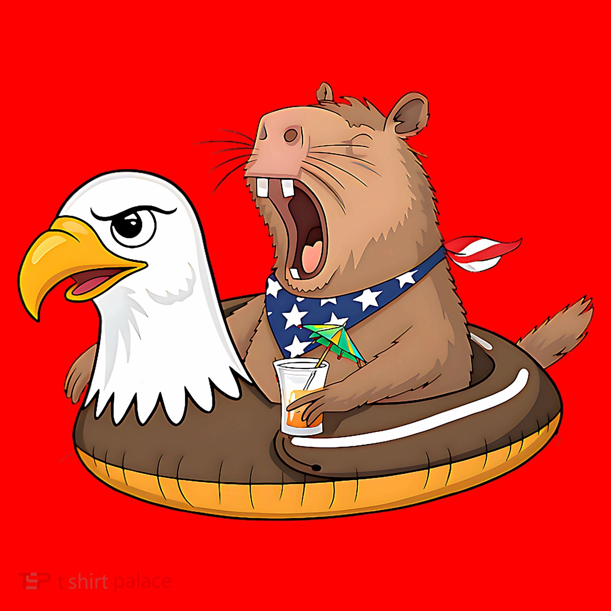 Capybara 4TH Of July Funny Pool Party Santa Hat