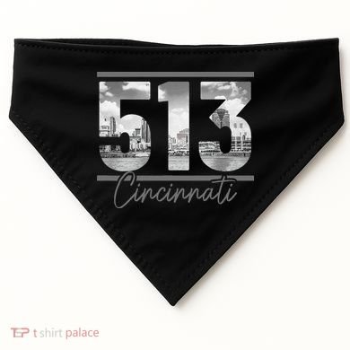 Cincinnati 513 Area Code Skyline Ohio Vintage USA-Made Doggie Bandana