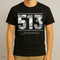 Cincinnati 513 Area Code Skyline Ohio Vintage T-Shirt thumb 3