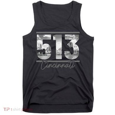 Cincinnati 513 Area Code Skyline Ohio Vintage Tank Top