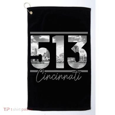 Cincinnati 513 Area Code Skyline Ohio Vintage Golf Towel