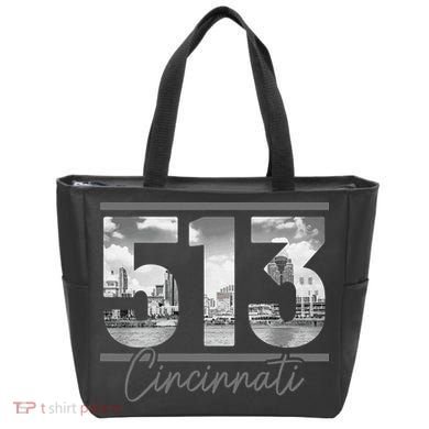 Cincinnati 513 Area Code Skyline Ohio Vintage Tote Bag