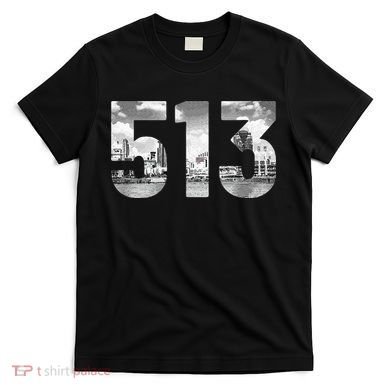 Cincinnati 513 Area Code Skyline Ohio Vintage T-Shirt