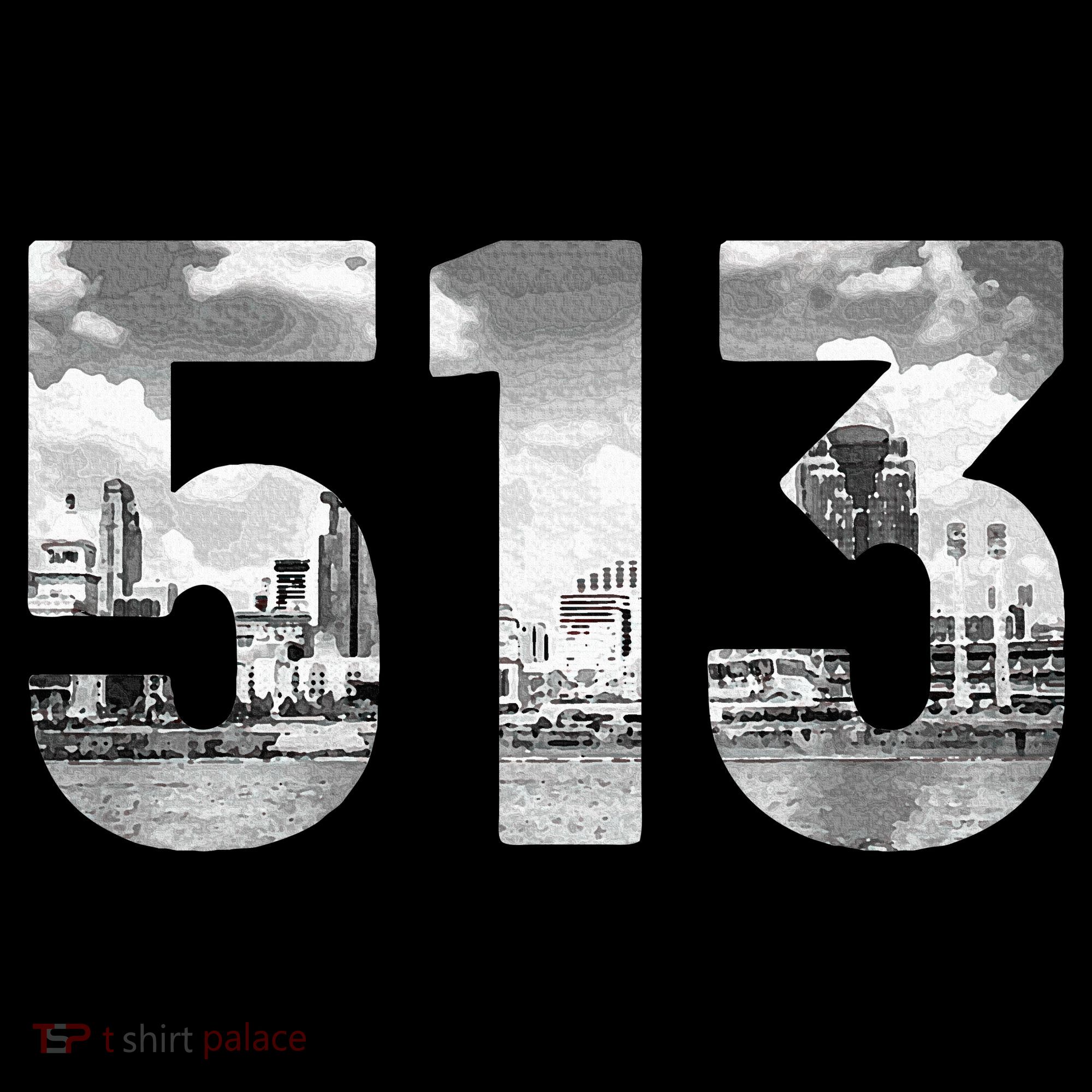 Cincinnati 513 Area Code Skyline Ohio Vintage T-Shirt