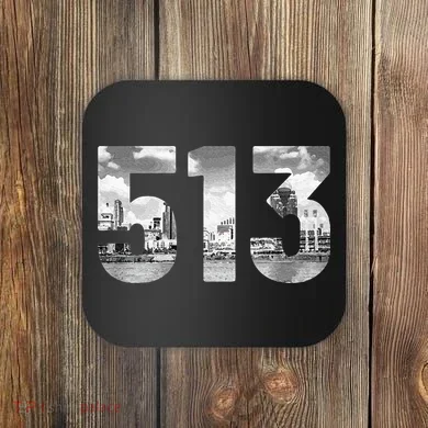 Cincinnati 513 Area Code Skyline Ohio Vintage Coaster