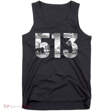 Cincinnati 513 Area Code Skyline Ohio Vintage Tank Top