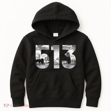 Cincinnati 513 Area Code Skyline Ohio Vintage Kids Hoodie