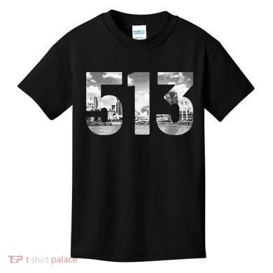 Cincinnati 513 Area Code Skyline Ohio Vintage Kids T-Shirt
