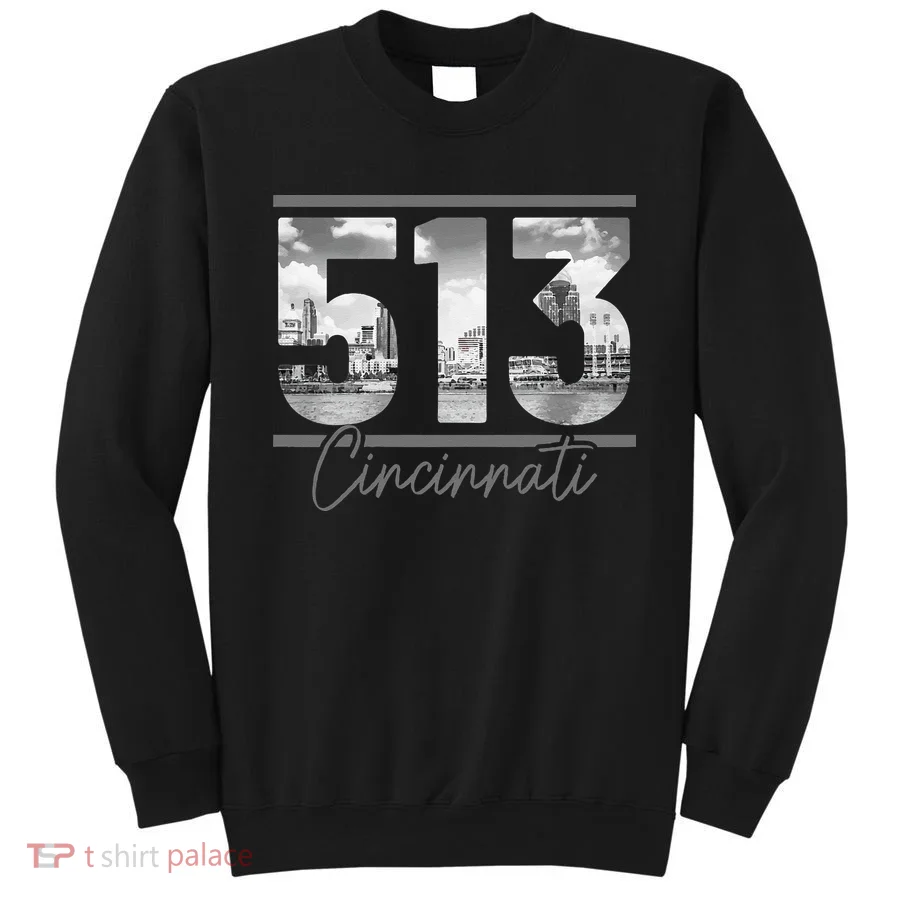 Cincinnati 513 Area Code Skyline Ohio Vintage Sweatshirt