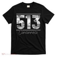 Cincinnati 513 Area Code Skyline Ohio Vintage T-Shirt thumb 0