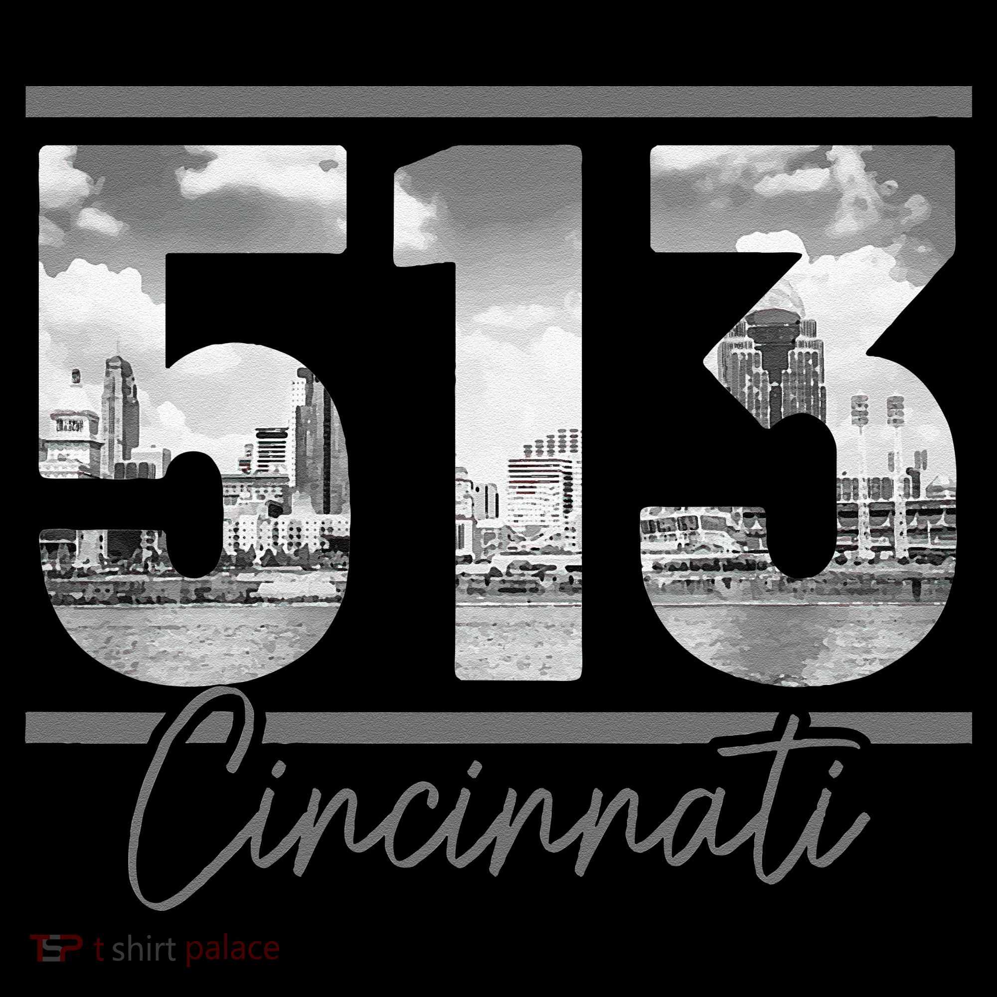 Cincinnati 513 Area Code Skyline Ohio Vintage T-Shirt